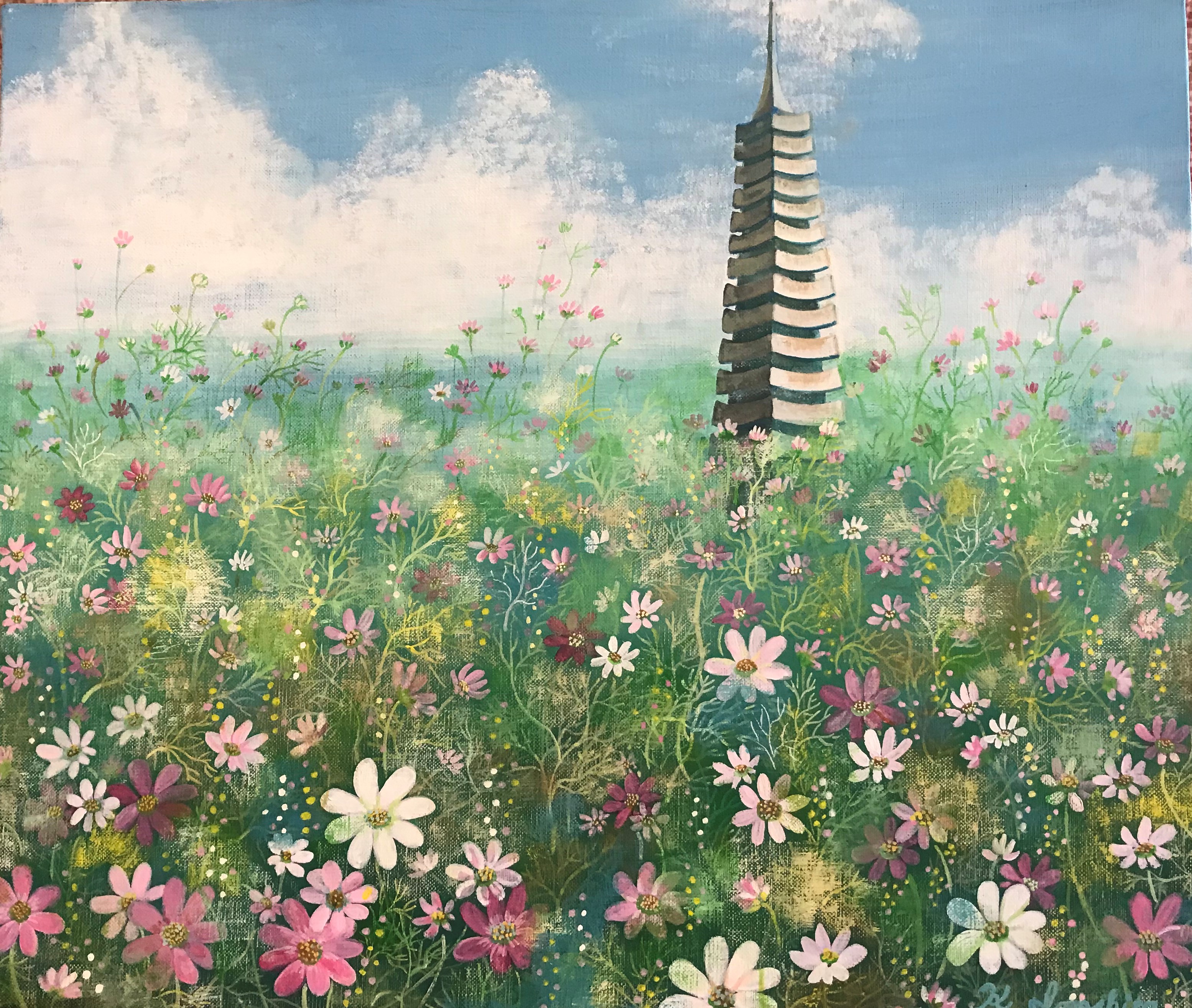 ２０１３年　上野の森「日本の自然を描く展」「般若寺の秋桜」　