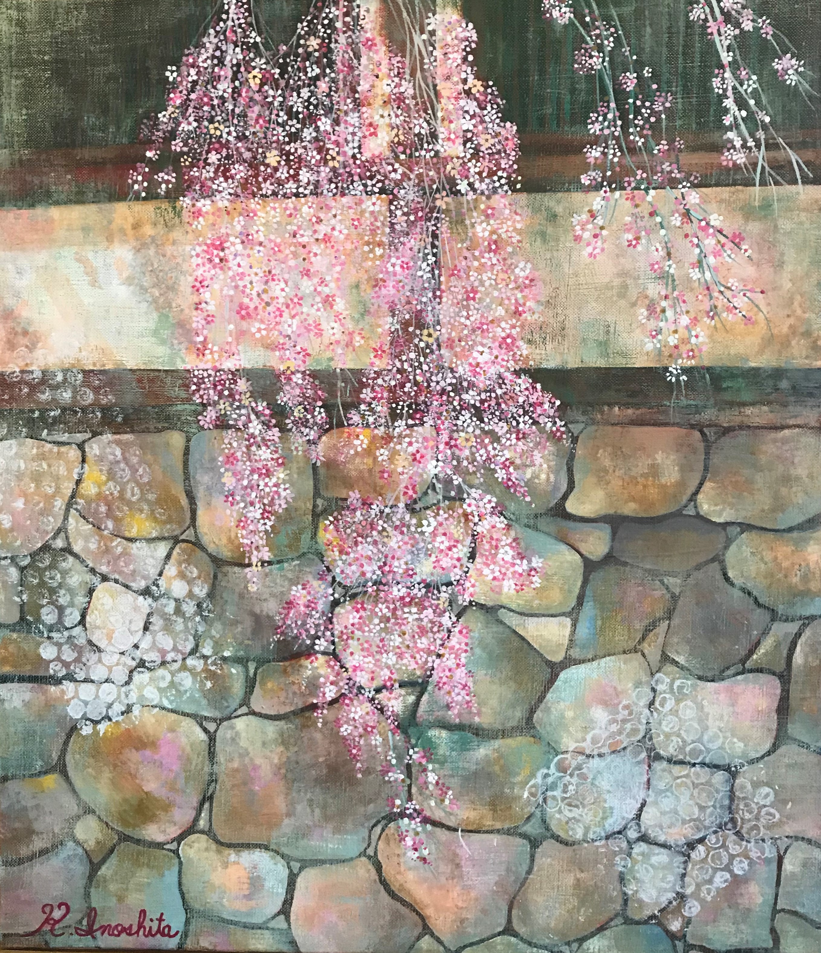 ２０１３年　上野の森「日本の自然を描く展」☆「氷室神社のしだれ桜」