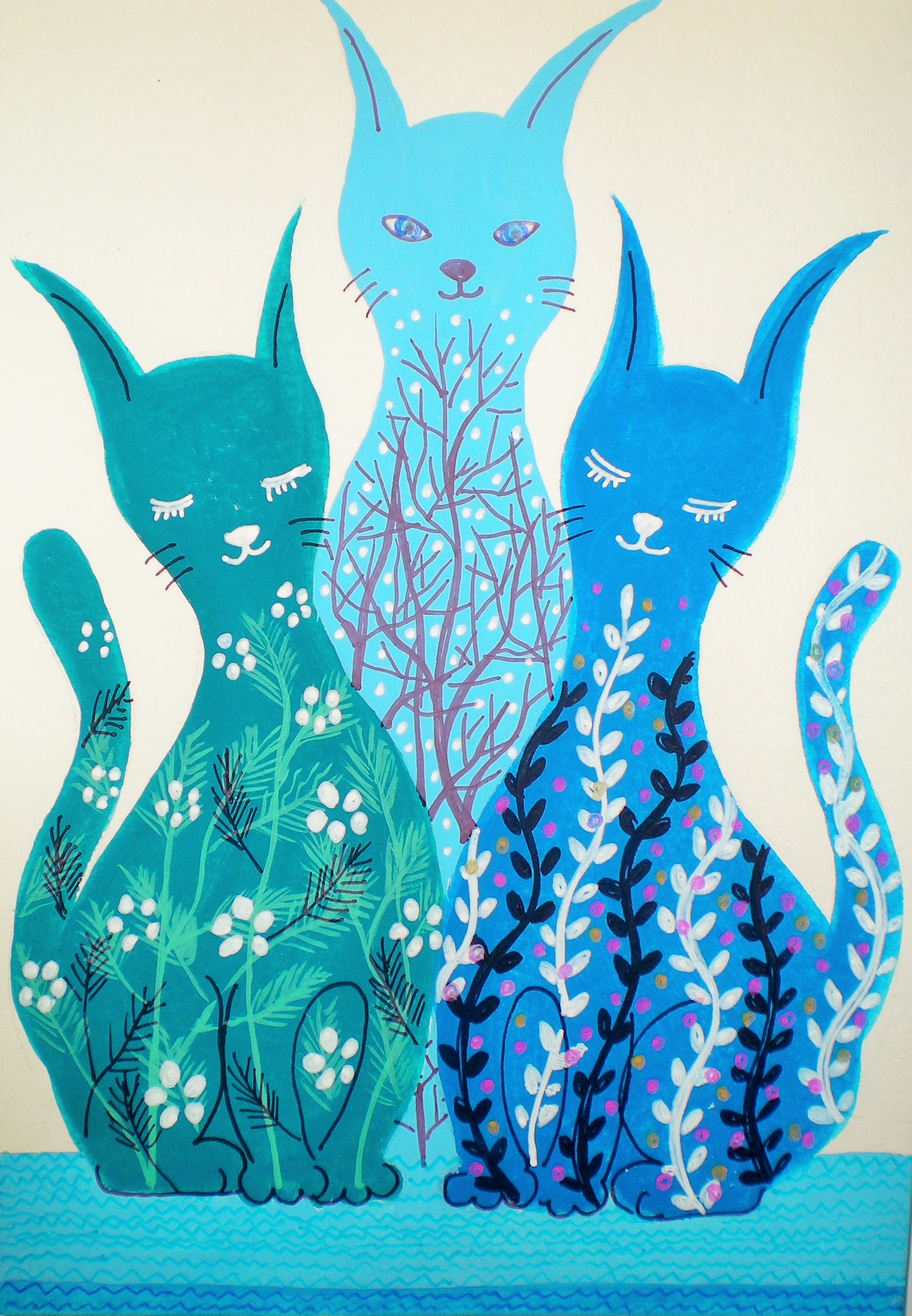 ２０１０年　二科展　ポストカード　☆「Three cat」